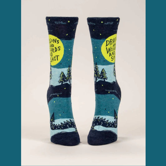 Women's Crew Socks: Dragons and Wizards and Shit