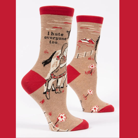 Women's Crew Socks: I Hate Everyone Too