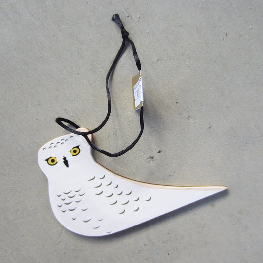 Wooden Holiday Ornament: Snowy Owl