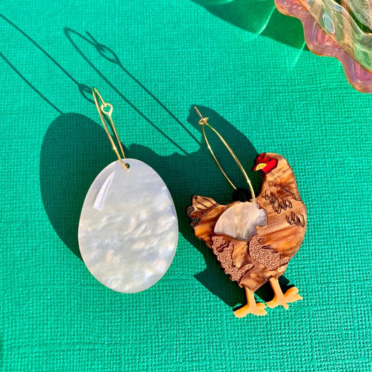 Chicken and Egg Acrylic Earrings