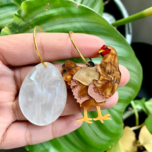 Chicken and Egg Acrylic Earrings