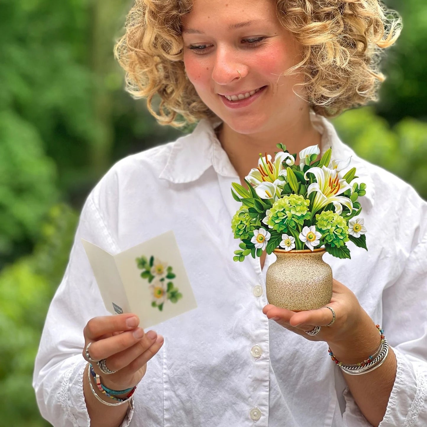 Mini Paper Bouquet: Ivory & Sage