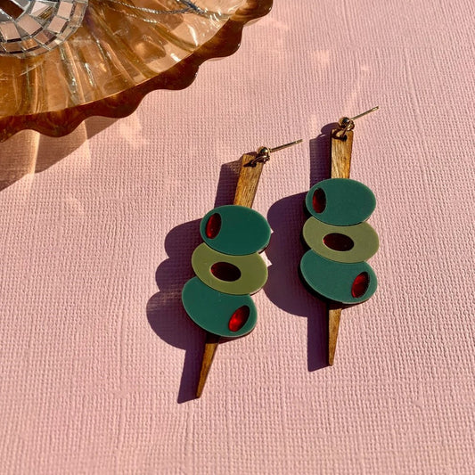Olive the Feels Acrylic and Wood Earrings