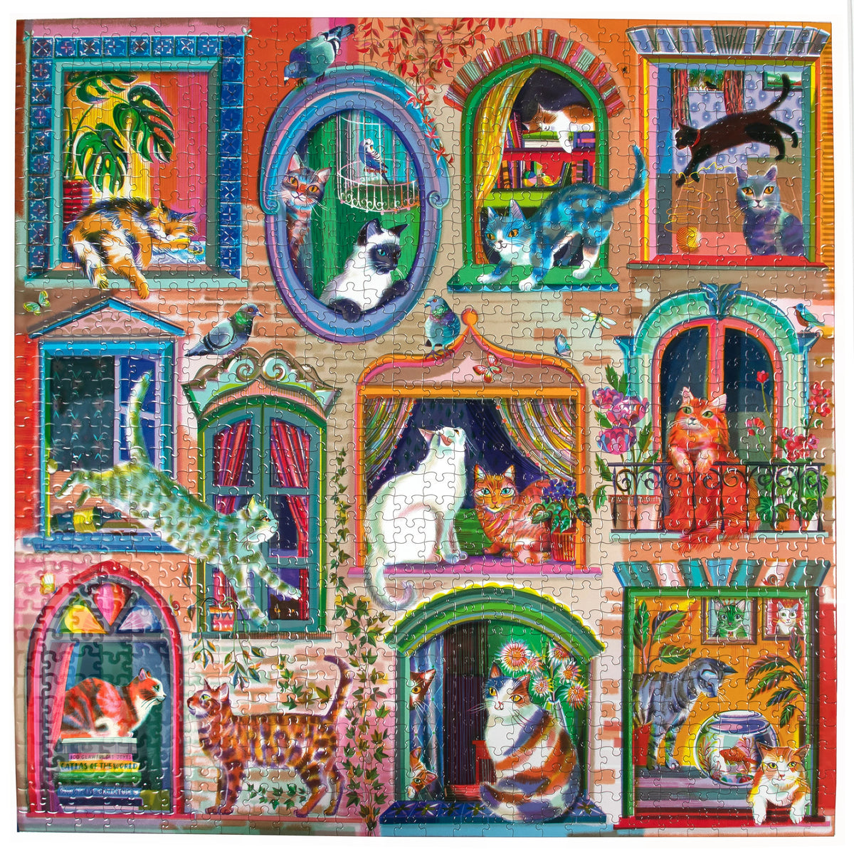 1000 Piece Puzzle: Cats in Windows