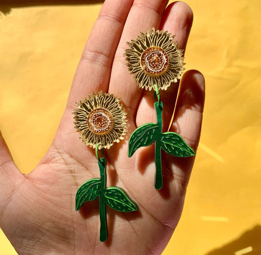 Sunflower Acrylic Earrings