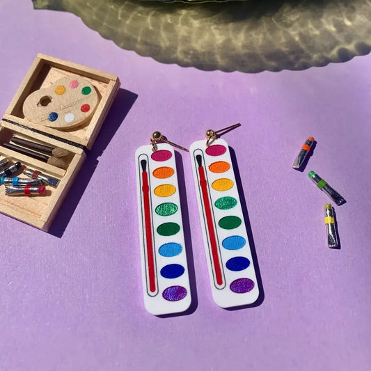 Watercolor Palette Acrylic Earrings