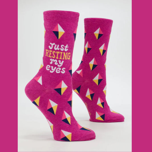 Women's Crew Socks: Resting My Eyes