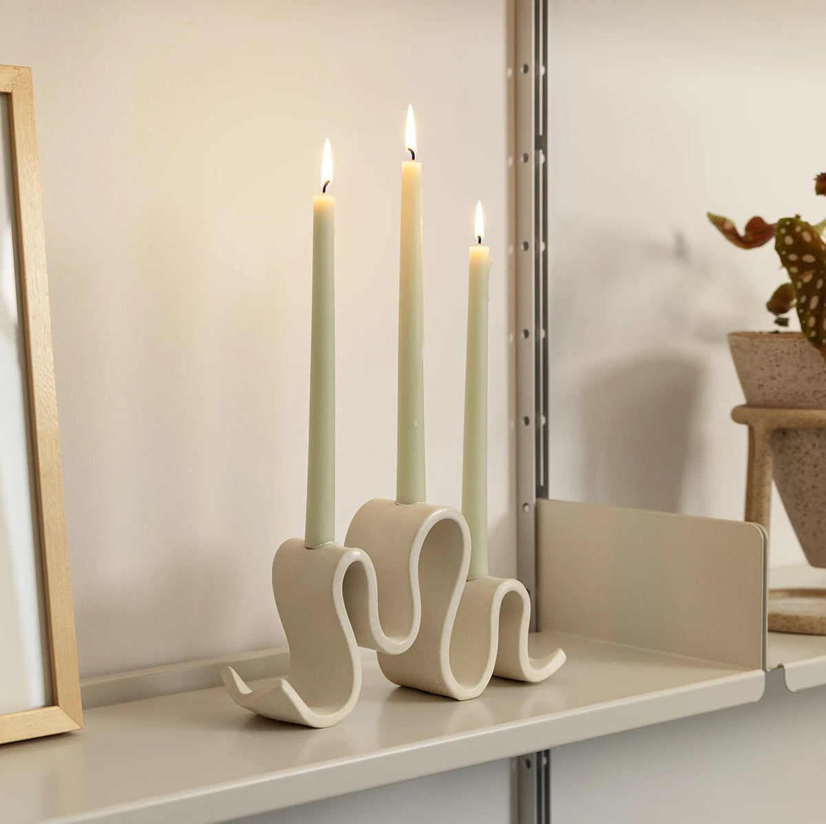 Wyat Ceramic Candelabra: Cream