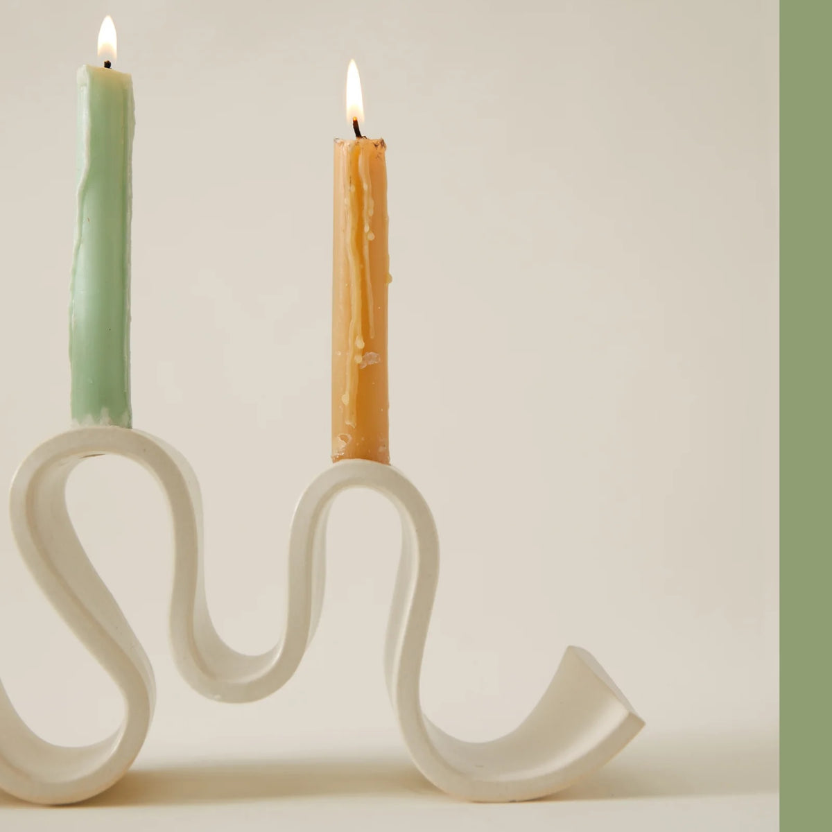 Wyat Ceramic Candelabra: Cream