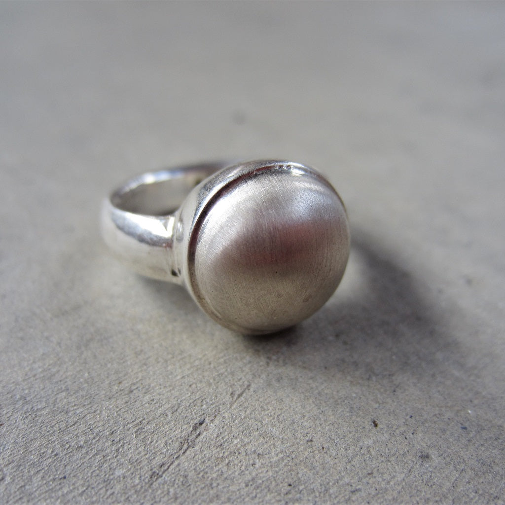Sanded Silver Pearl Ring