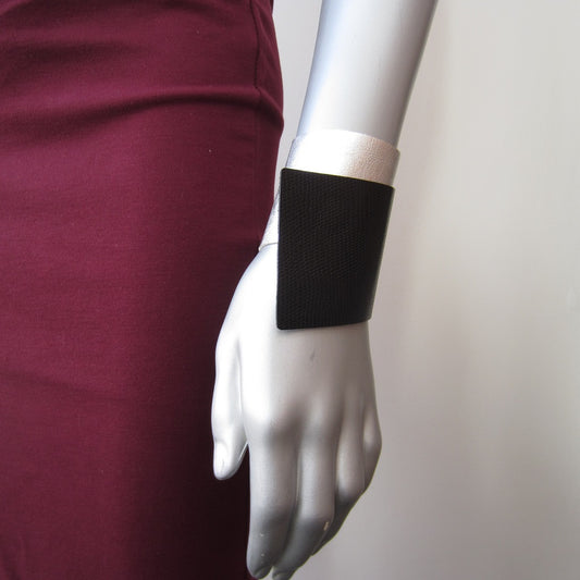 Bauhaus Leather Bracelet: Silver and Black