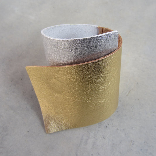 Bauhaus Leather Bracelet: Silver and Gold