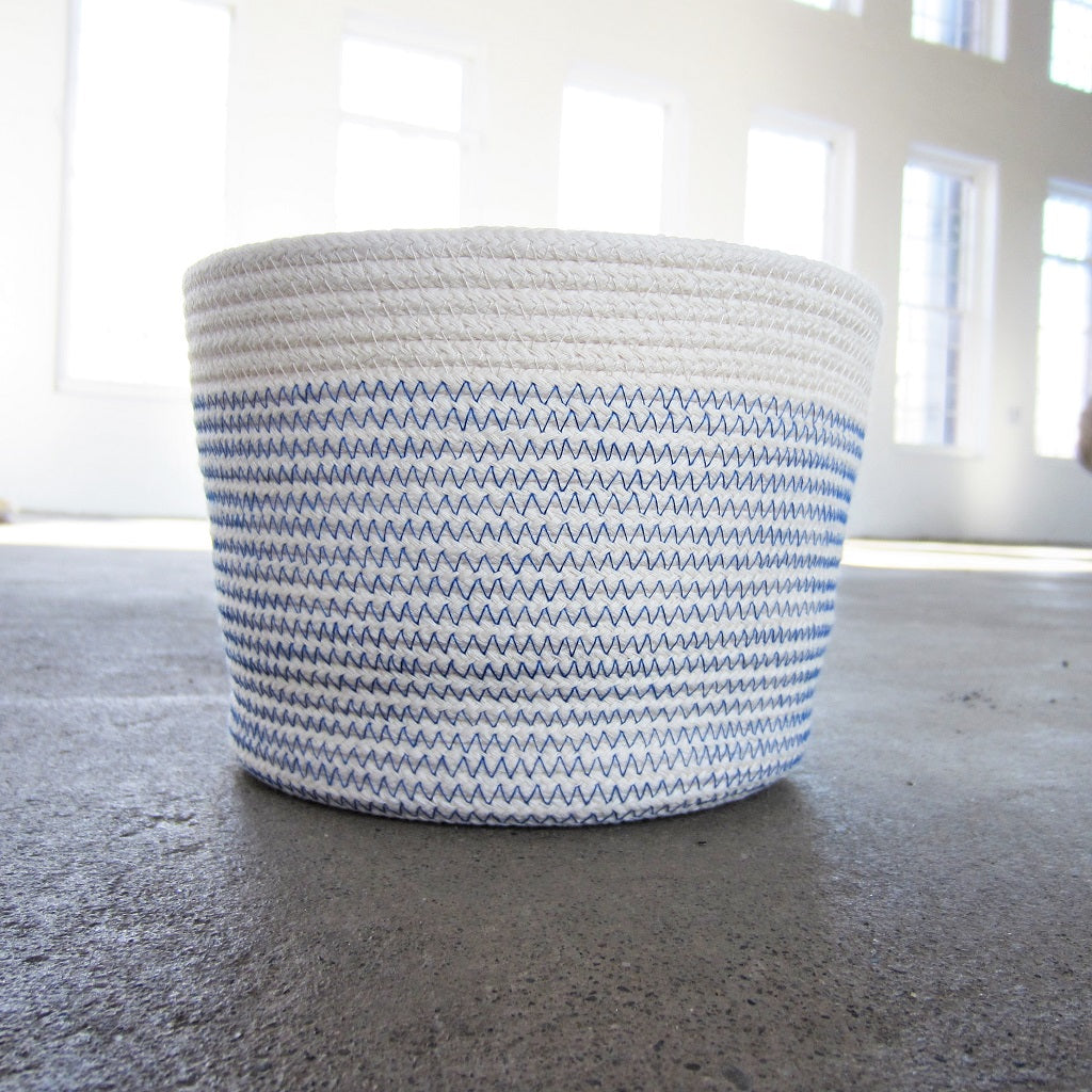 Rope Vessel: Blue 6.5" Cylinder