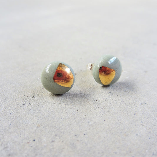 Ceramic Studs: Seafoam Triangle