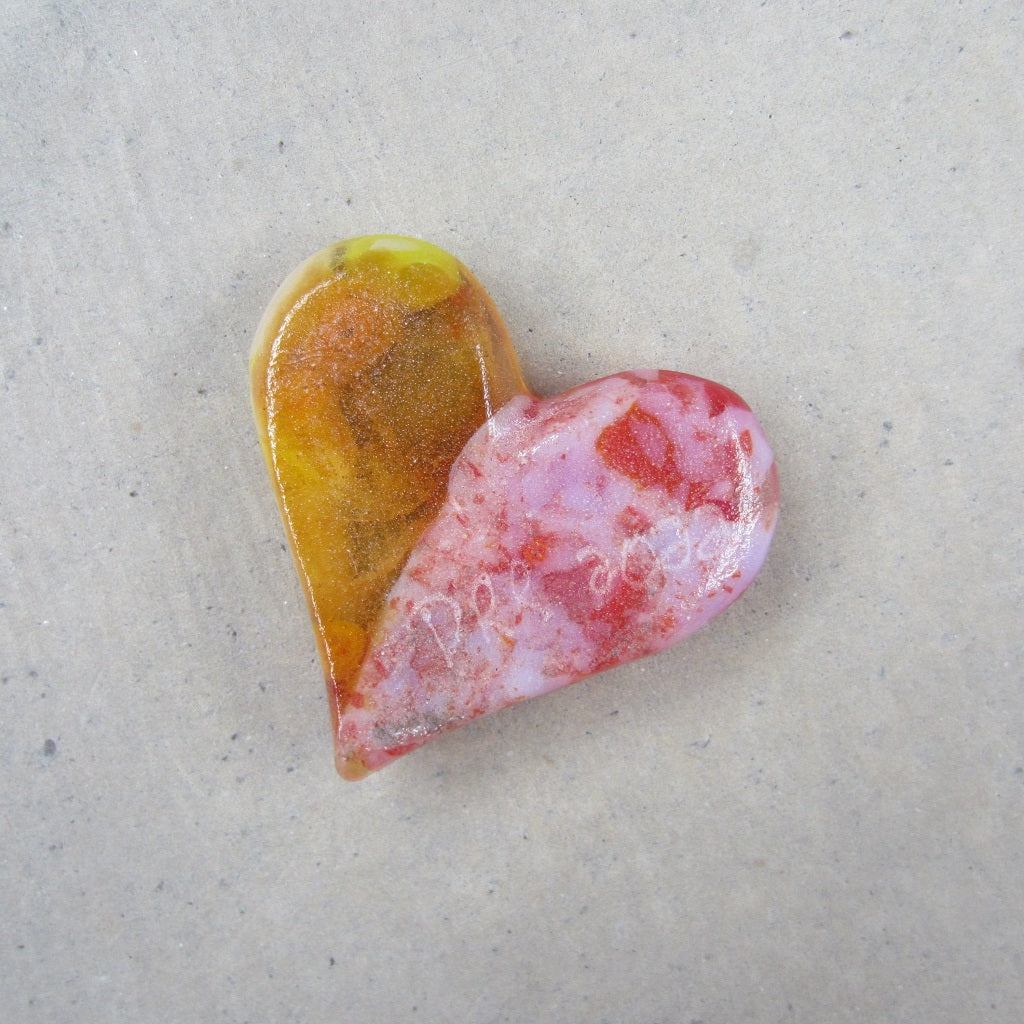 Fused Glass Heart: Fire
