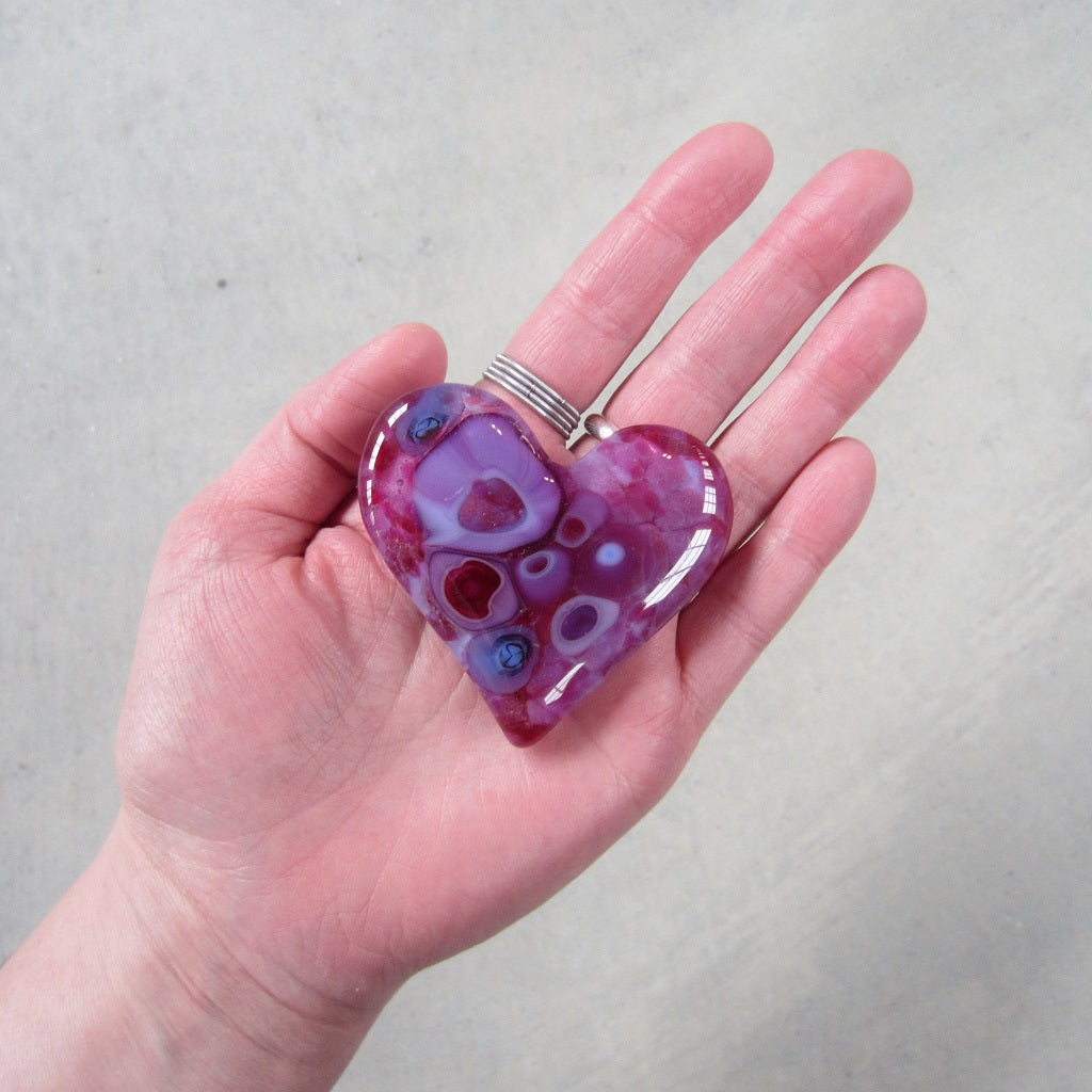 Fused Glass Heart: Violet