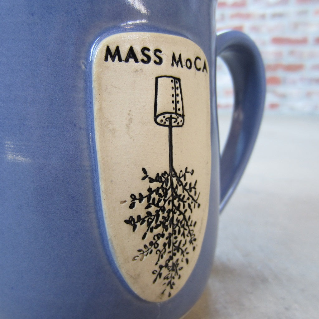 MASS MoCA Handmade Ceramic Mug: Blue Upside Down Tree