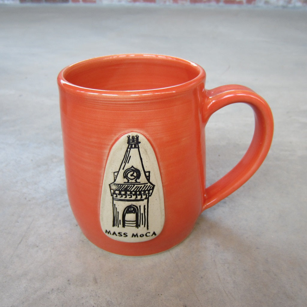 MASS MoCA Handmade Ceramic Mug: Coral Red Clocktower