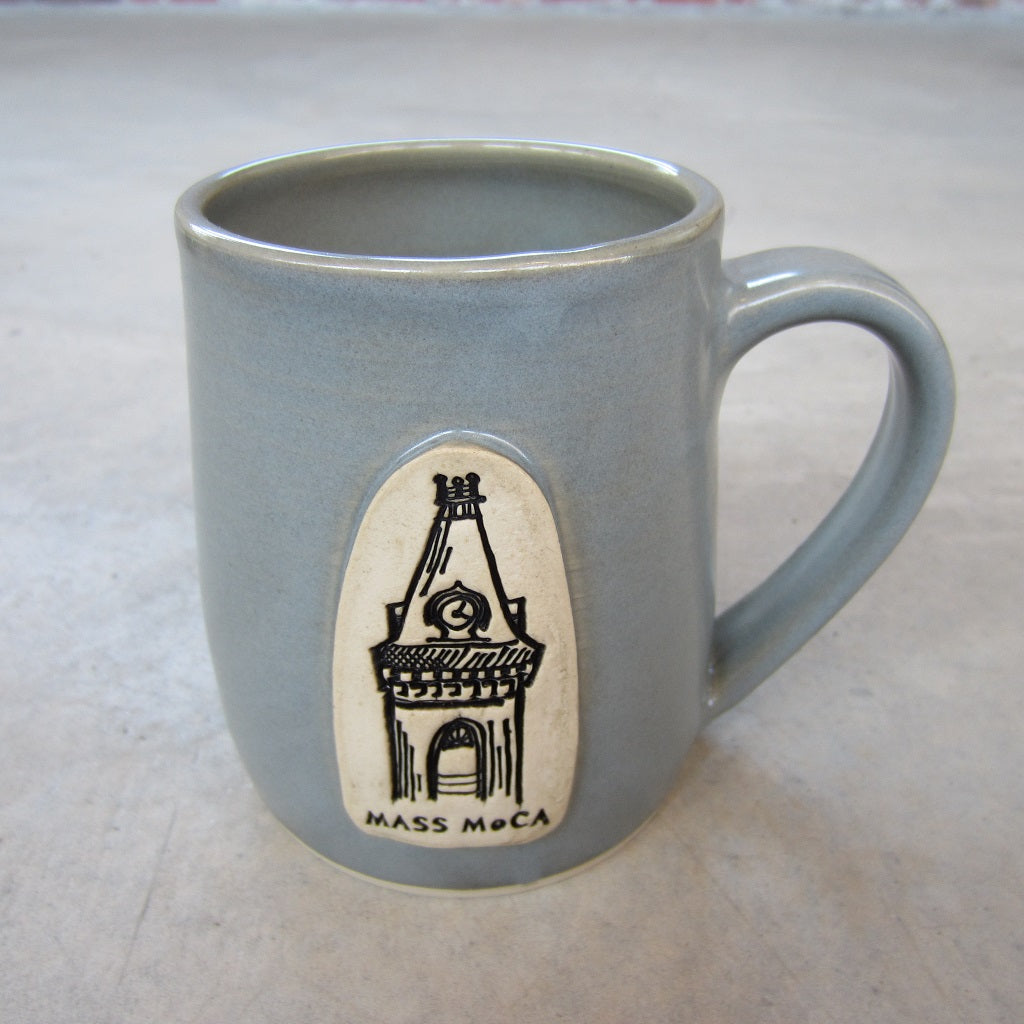 MASS MoCA Handmade Ceramic Mug: Grey Clocktower
