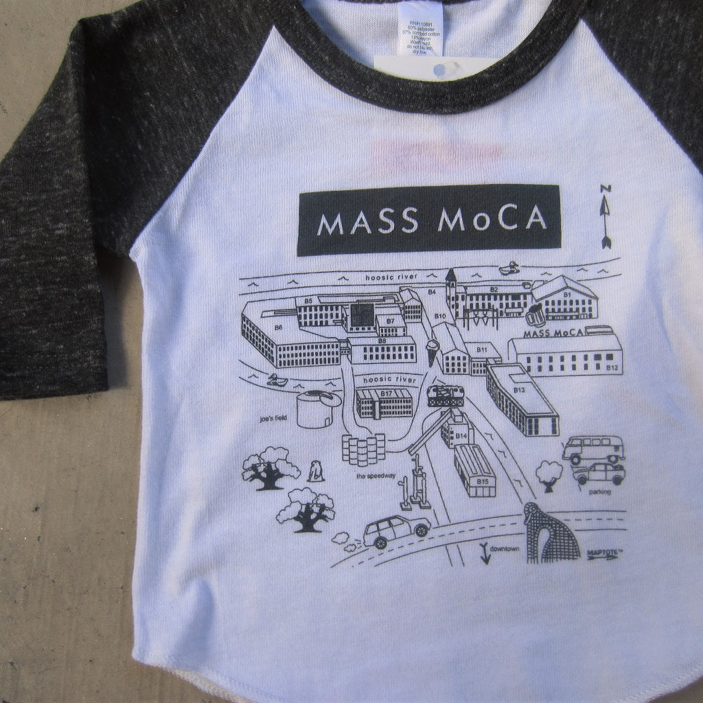 MASS MoCA Museum Map Baseball T-Shirt: Baby