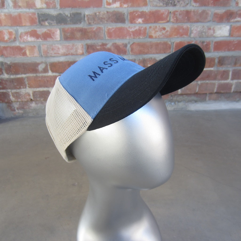 MASS MoCA Two-Tone Trucker Hat: Blue and Black