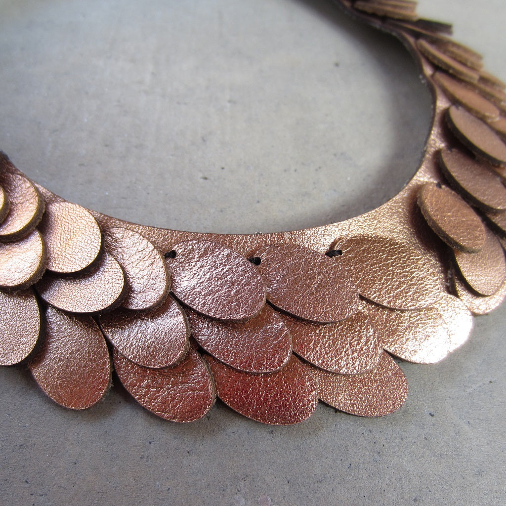Rose Gold Leather Scale Necklace