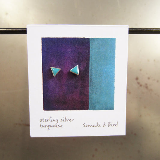 Abstract Studs: Silver and Turquoise Triangles