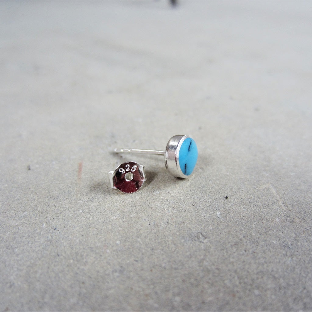 Abstract Studs: Silver and Turquoise Circles