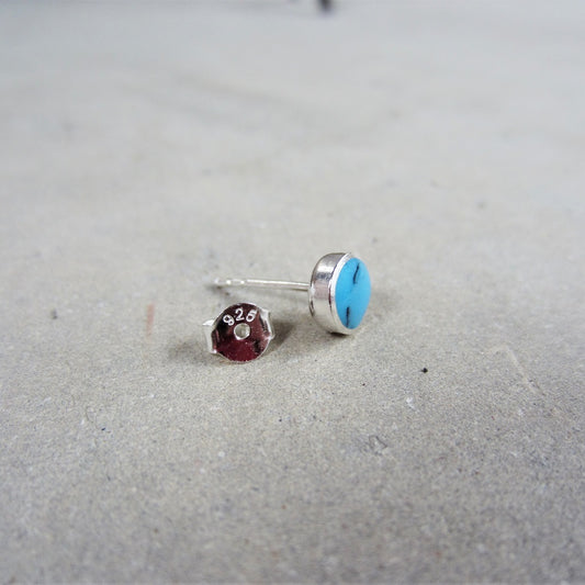 Abstract Studs: Silver and Turquoise Circles