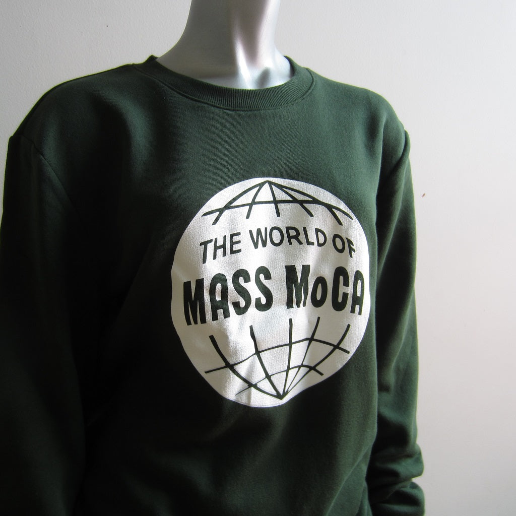 World of MASS MoCA Crew Neck Pullover Sweatshirt: Green